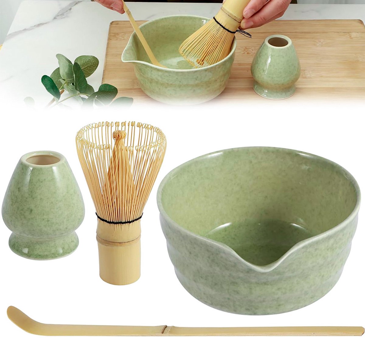 Matcha Set - 4 delig - Matcha starterkit - Matcha klopper - Matcha kom - Matcha whisk