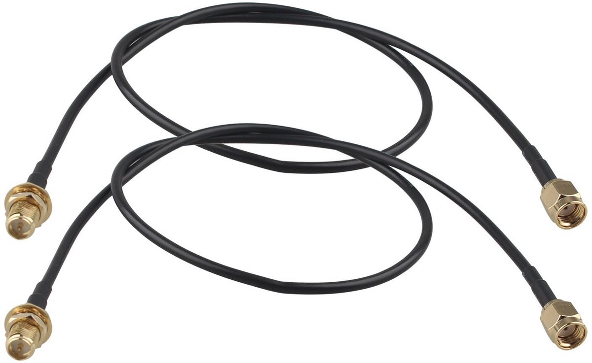2 STKS RP-SMA Verlengkabel voor WiFi Antenne - Mannelijk naar Vrouwelijk Coaxiale RG174 Kabel 50cm