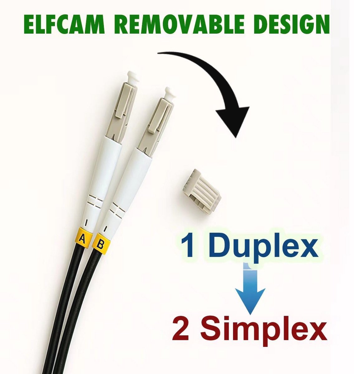 Armoured Steel Fiber Optic Cable 50M Multimode Duplex LC/UPC 50/125um Black