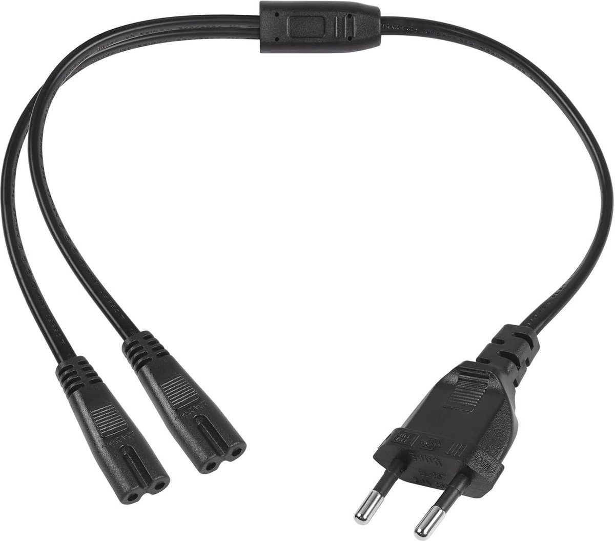 Eurostekker naar Dual C7 Power verlengkabel 40cm - Type C Eurostekker naar C7 Y-aansluiting voor TV en huishoudelijke apparaten