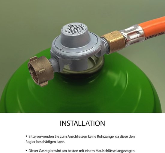 Adapterslang met gasregelaar voor standaard gasflessen - EN417 schroefpatroonaansluiting met polyzak — afbeelding 4