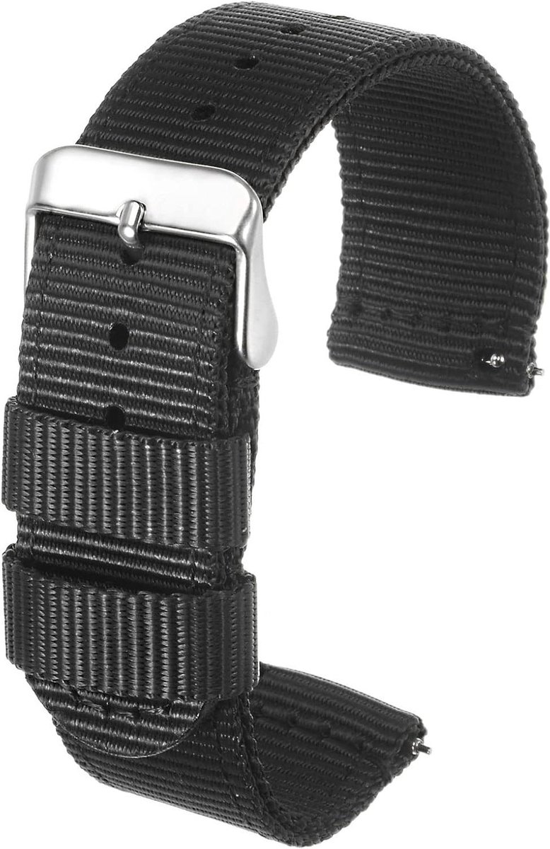 E-Ambar - Gele nylon horlogeband 20 mm breedte duurzaam universele vervanging armband canvas horlogeband met zilveren gesp - stijlvol en comfortabel