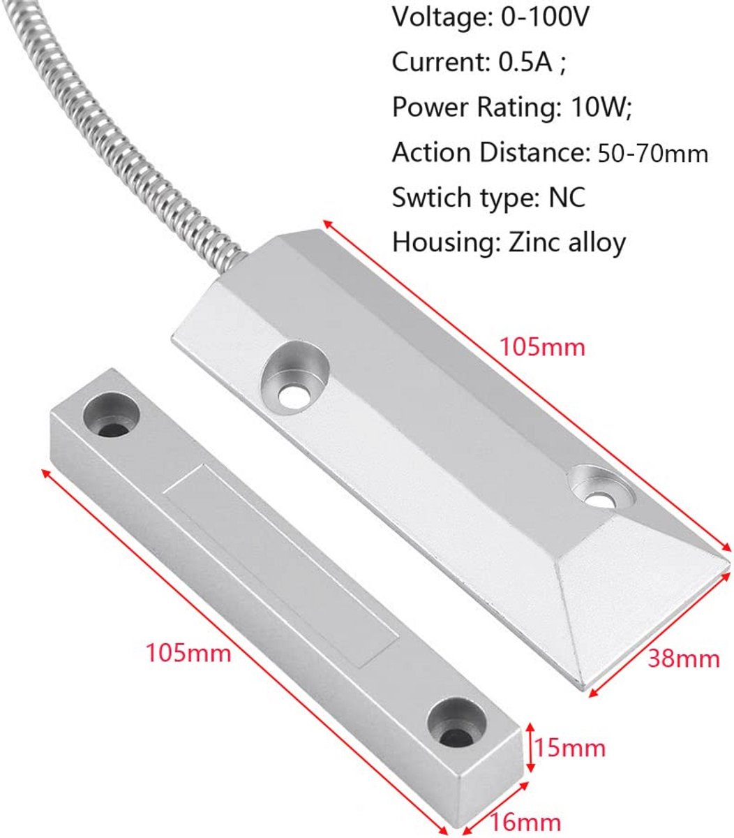 Magnetische Reed-schakelaar voor Deuren - 0~100V/0.5Amp NC Schakelaar Met Installatie-instructies