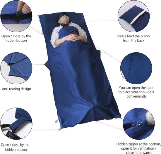 Lichte Katoenen Slaapzak voor Camping en Backpacking - 95 x 220 cm, Ademend en Allergievriendelijk — afbeelding 5