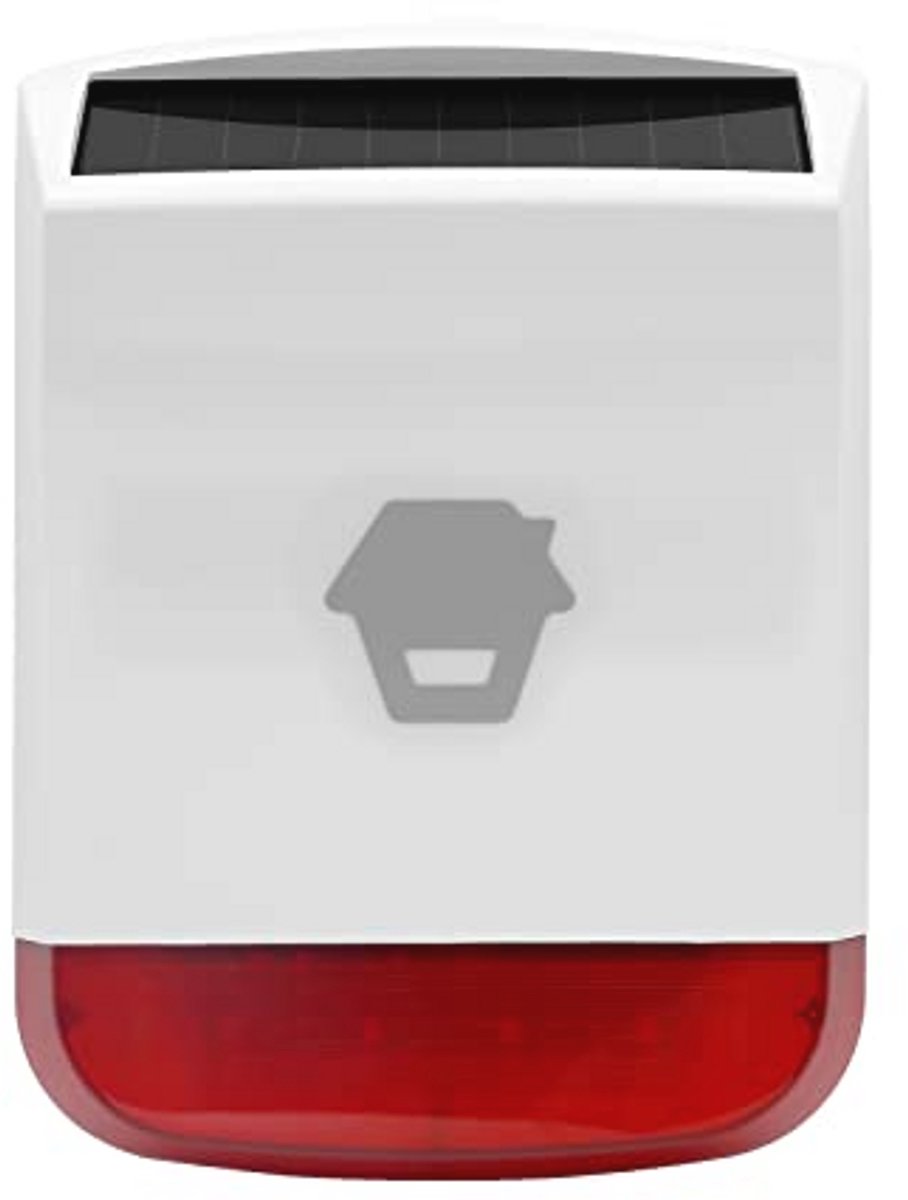 Draadloze Zonne-energie Sirene voor Diefstalbeveiliging met Rood Knipperlicht - Veiligheidssysteem voor Thuis, Volume 110 dB