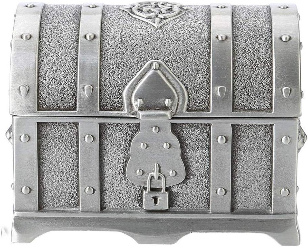 E-Ambar - Metalen schatkist in antiek zilver voor sieraden - cadeaubox voor meisjes en dames met slot