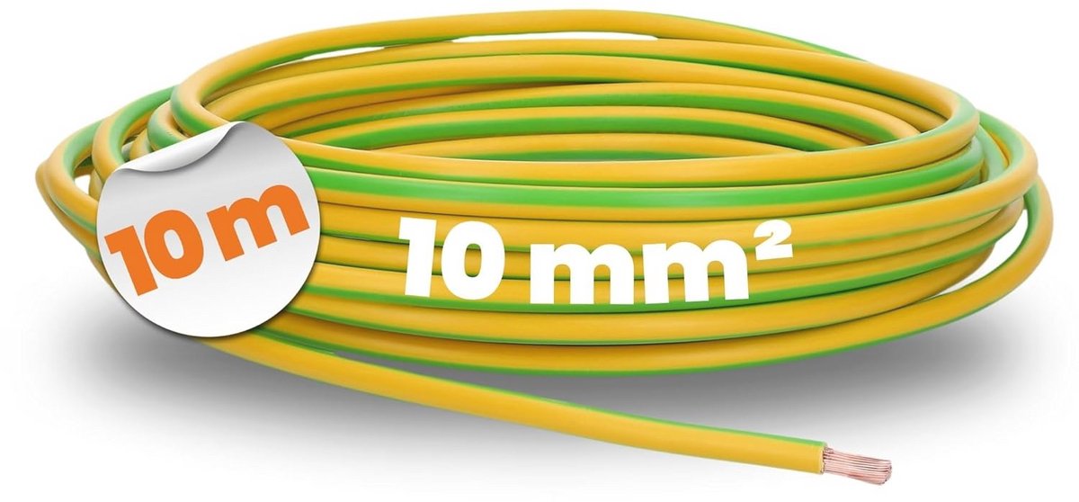 Flexibele Aardingskabel 10 meter 10 mm² - PVC Bedradingslijn - Aderleiding voor Diverse Toepassingen