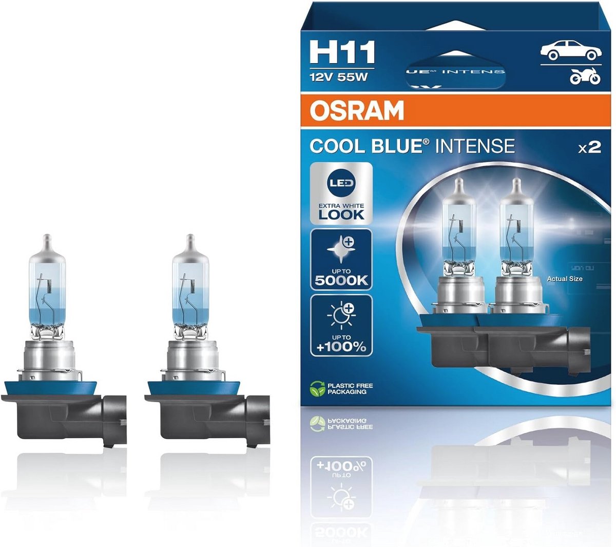 H11 Halogeen Koplamplampen - +100% Meer Helderheid, LED-Look, Duobox (2 Lampen)