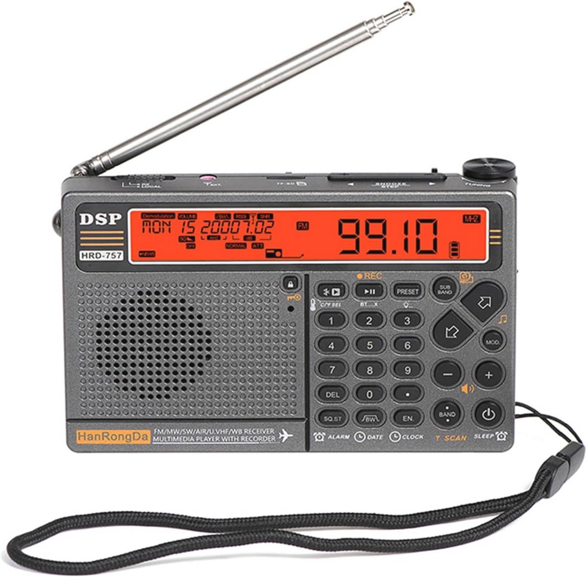 Multiband Radio met Bluetooth en App Bedieningsmogelijkheden - Draagbare Radio met FM AM MW SW V.UHF AIR WB en SOS-alarm