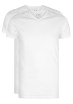 RJ Bodywear Everyday - Den Haag - extra lang T-shirt V-hals smal - wit 2-pack -  Maat L