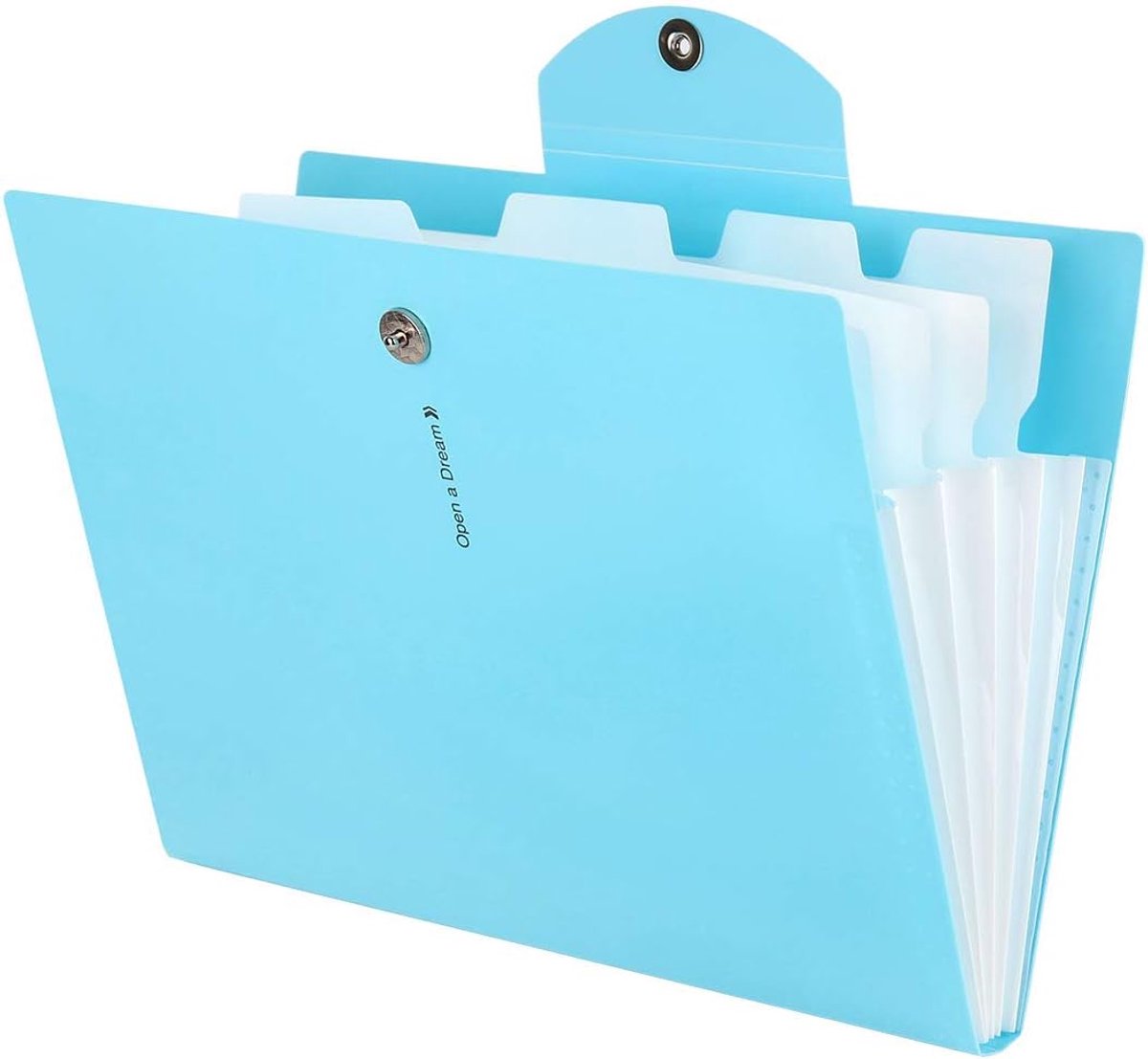 Gigicial Accordeonmap - Documentenmap Met 5 Vakken In A4-Formaat - Waterdicht En Uitvouwbaar Voor School/Kantoor/Thuis - 1 Stuk - Blauw