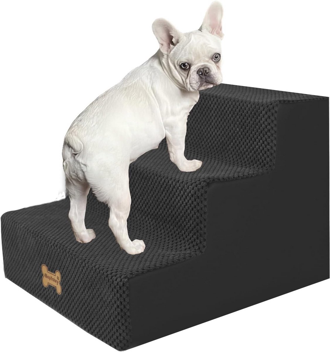 Honden Trappen voor Kleine Honden - 3 Treden, Verstelbare en Antislip Hondensteunen voor Bed en Bank, Hoogwaardige Geheugenspons met Wasbare Hoes, 45 x 40 x 34 cm