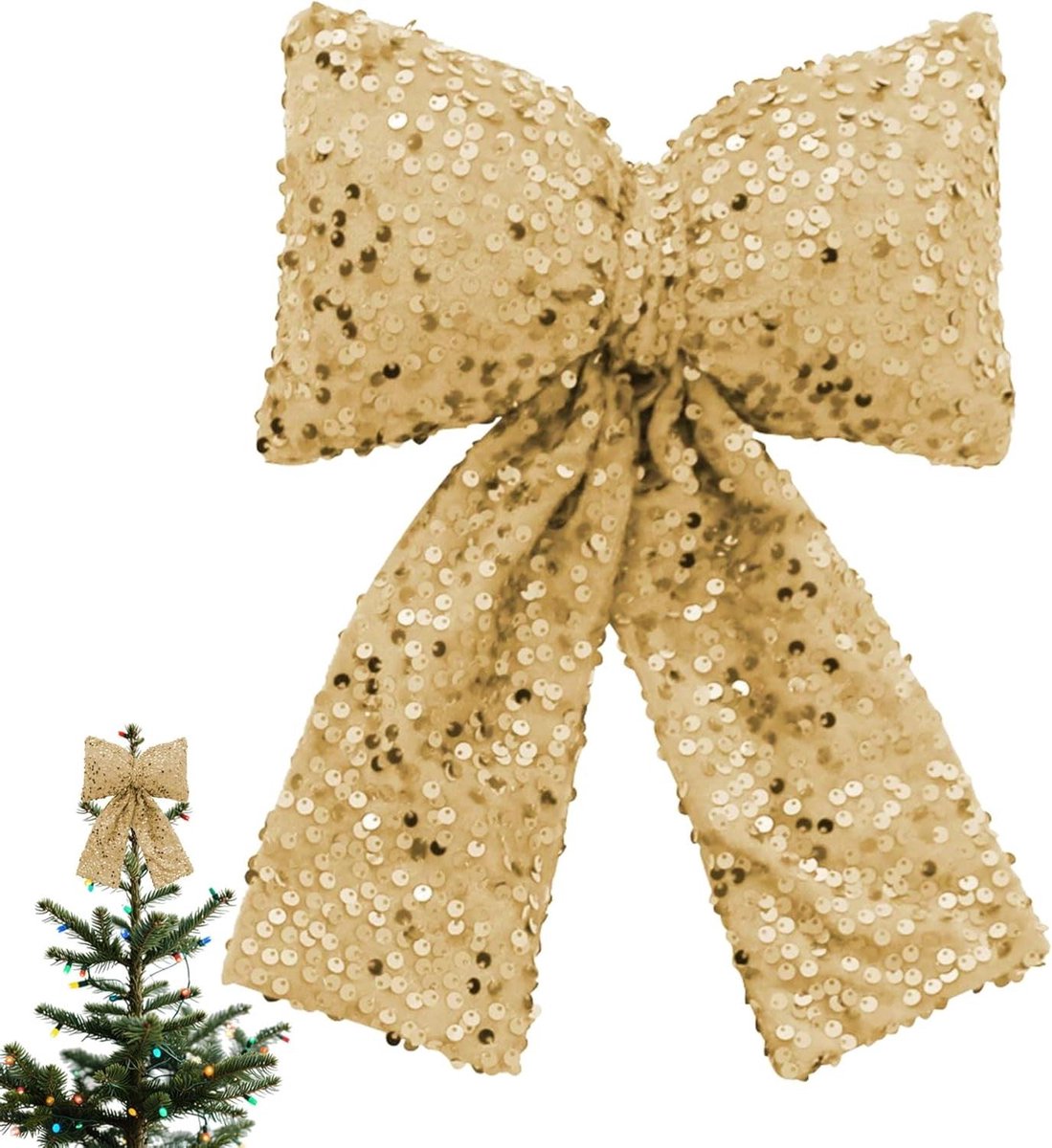 EGoods - Kerstbogen, Pailletten, Grote Kerststrikken - Kerstlint voor Kerstkransen, Bomen, Geschenkverpakking.