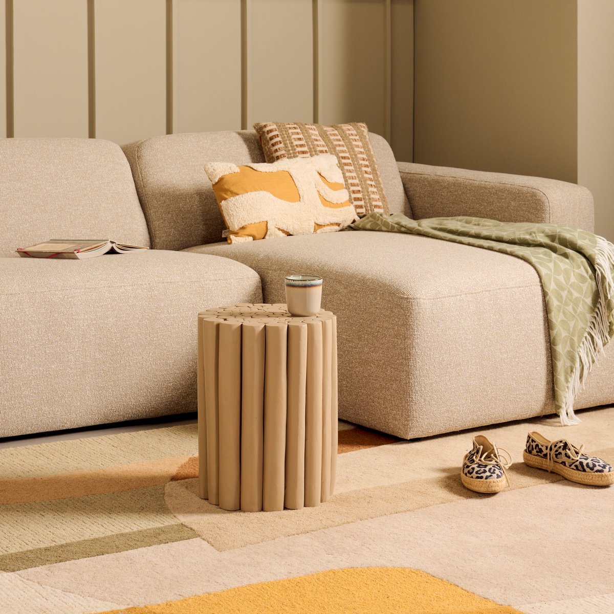 Kruk Fernando - Teak Hout - Taupe - 30 x 40 x 30 cm (B x H x D)