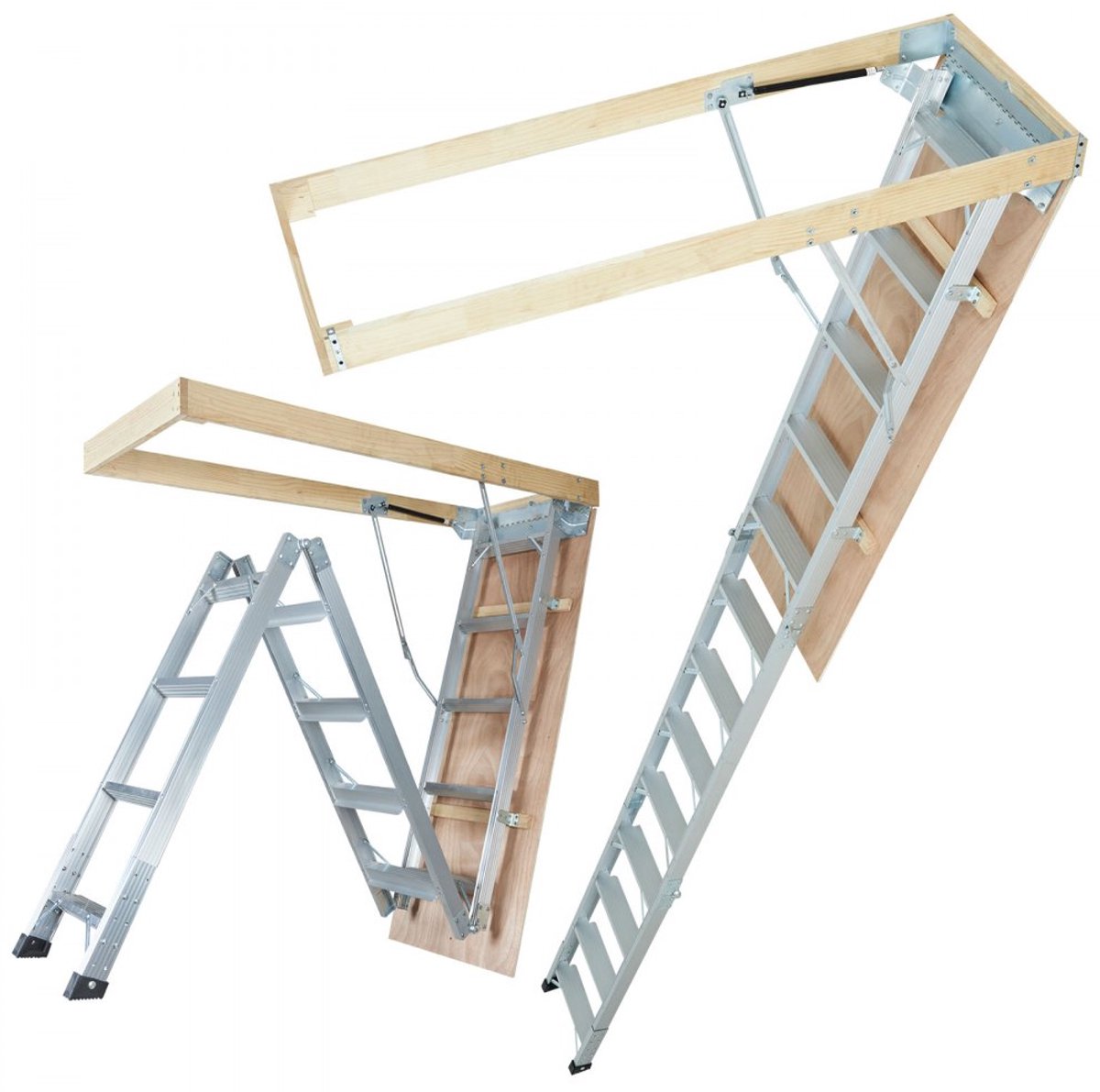 Telescopische Ladder - Opvouwbare Trapladder - 12 Treden - Draagvermogen 158,8 kg - Hydraulisch Gedempt - Hoogtebereik 290–366 cm - Aluminium