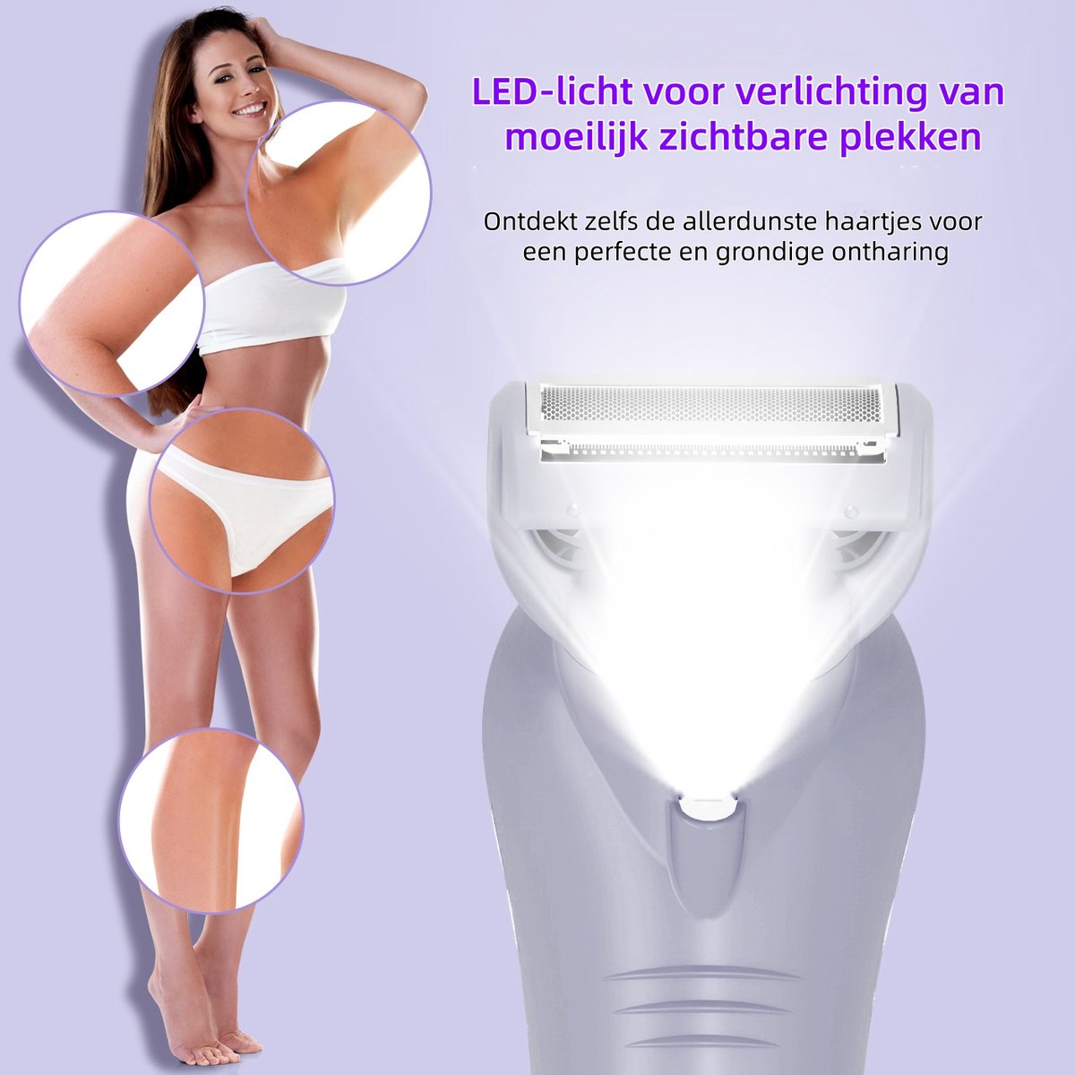 Hatteker 3-in-1 Ladyshave voor Vrouwen - Paarse thumbnail 3