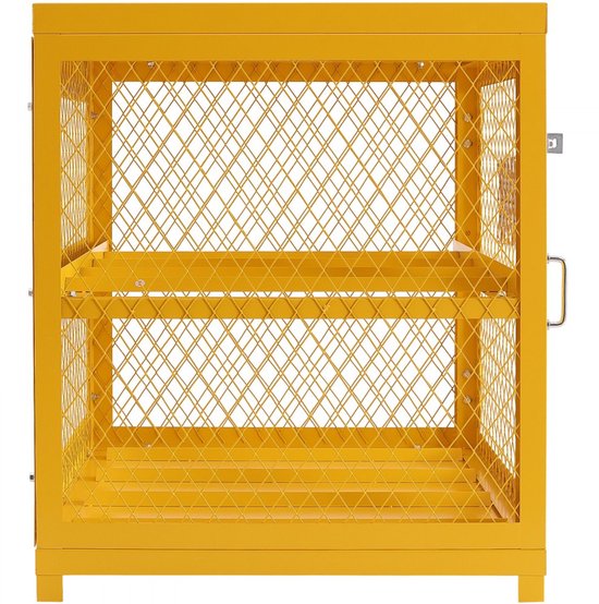 Gasflessen opslagkooi - Horizontale cilinderkast - Capaciteit 4 x 15 kg gasflessen - Afmeting 79 x 76 x 89 cm - Voor propaan, zuurstof, stikstof, koelmiddel - Poedergecoat - Geel — afbeelding 5