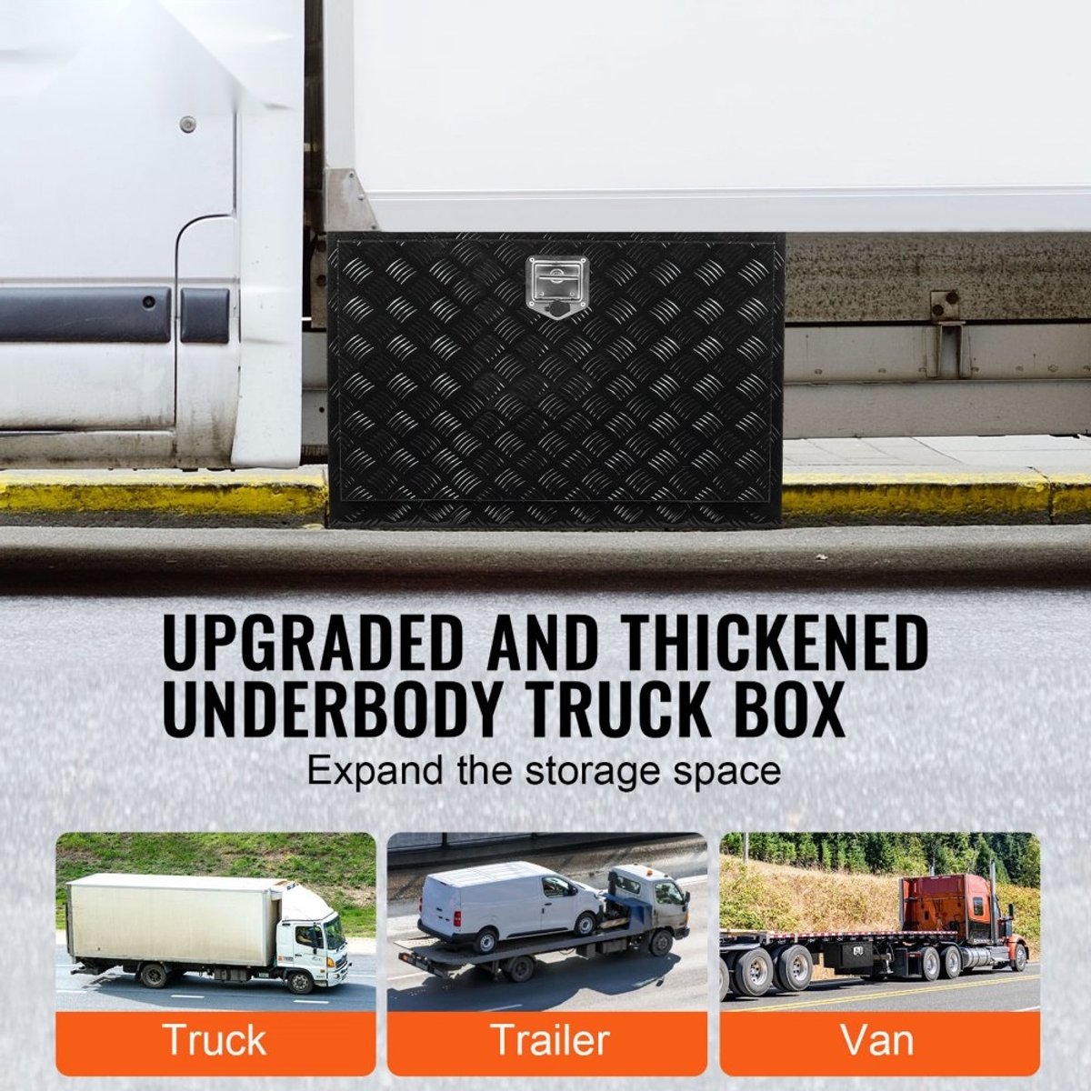 Gereedschapskist - Onderbouw Aanhangwagenkist voor Pick-up - Aluminiumlegering - Afsluitbaar - Draagvermogen 40 kg - Afmetingen 914 x 610 x 610 mm