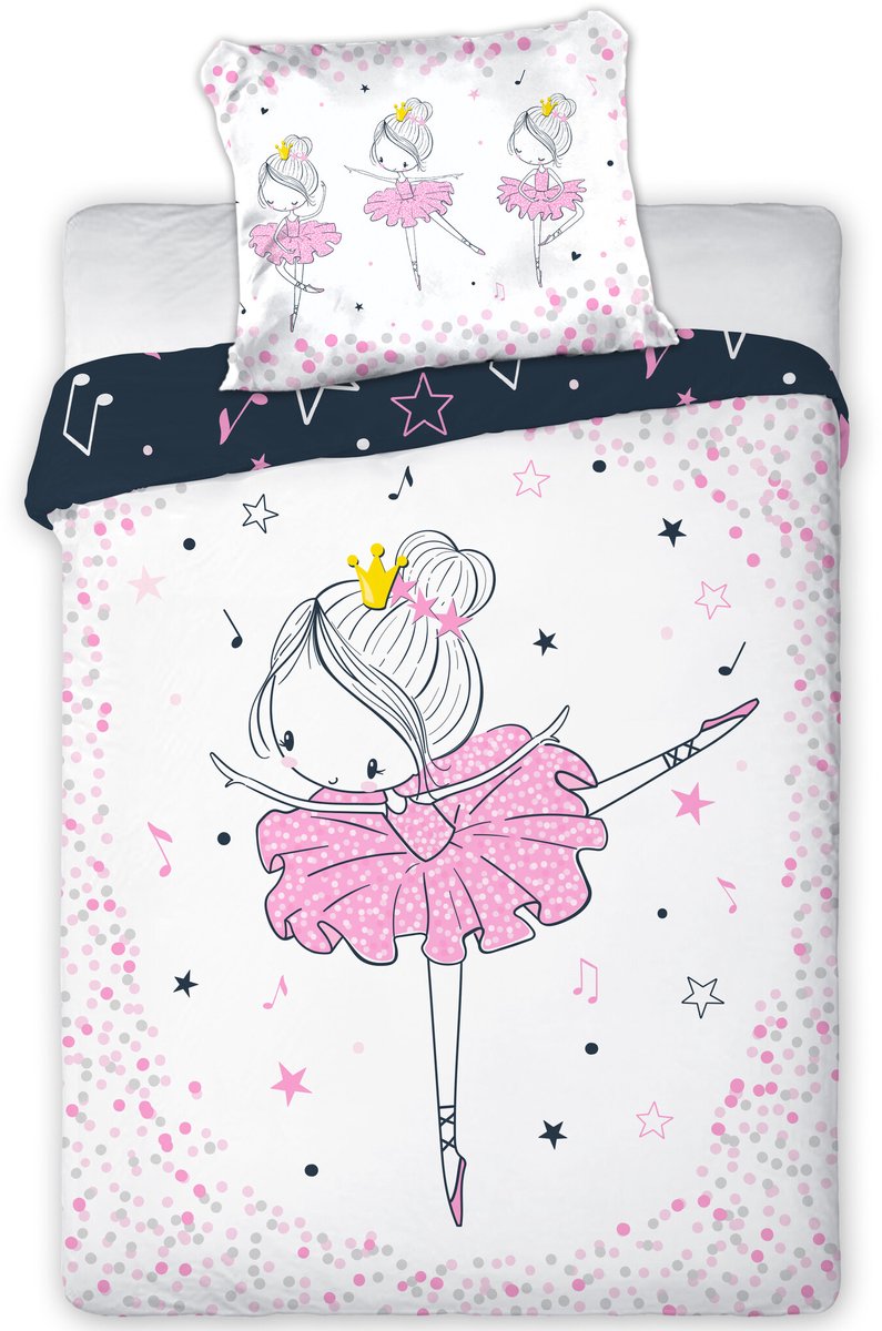 Cuddles BABY / Peuter dekbedovertrek, Ballerina - 100 x 135 cm / 40 x 60 cm - Katoen