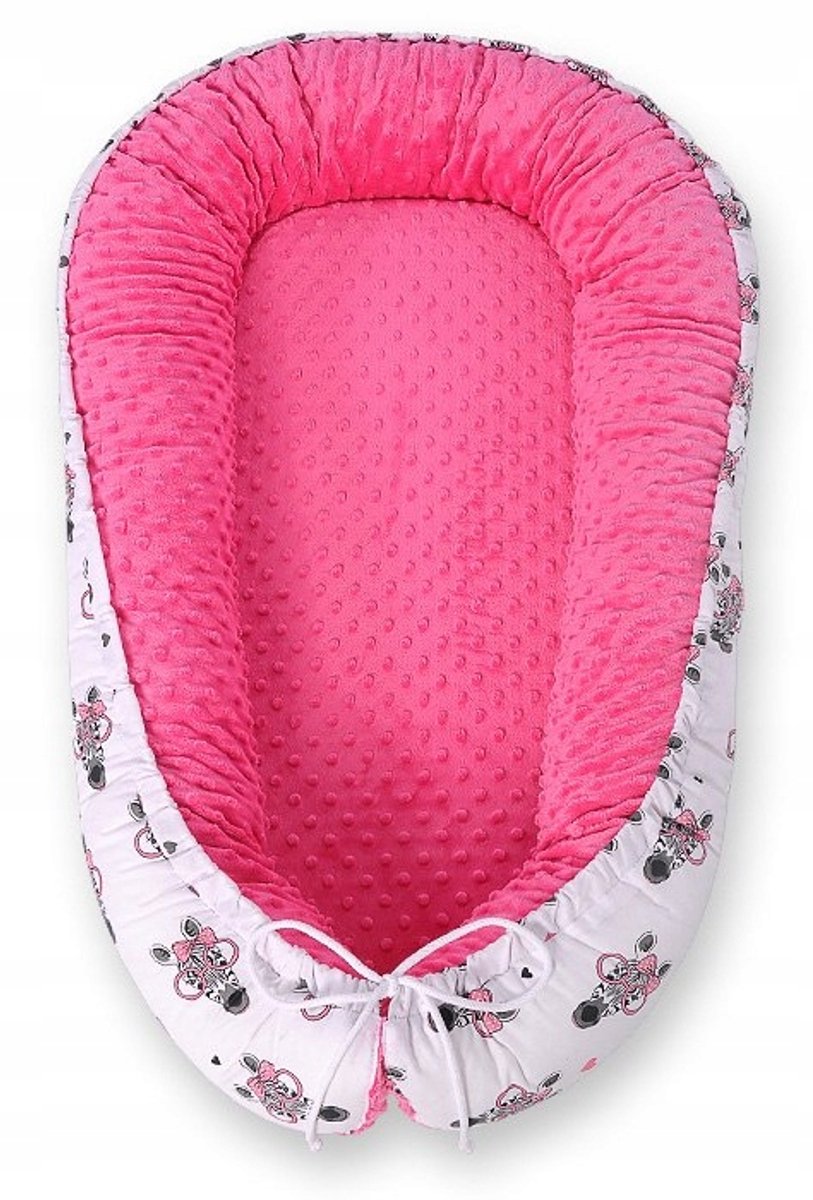 Bobono Baby Gniazdko Minky Zebr Roze - 95x55cm