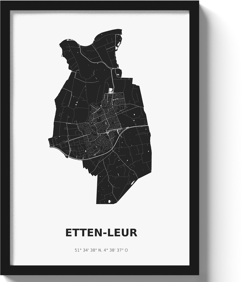 Poster Etten-LeurA3 - 30 x 42 cm - Zwart/Wit (Exclusief Lijst)