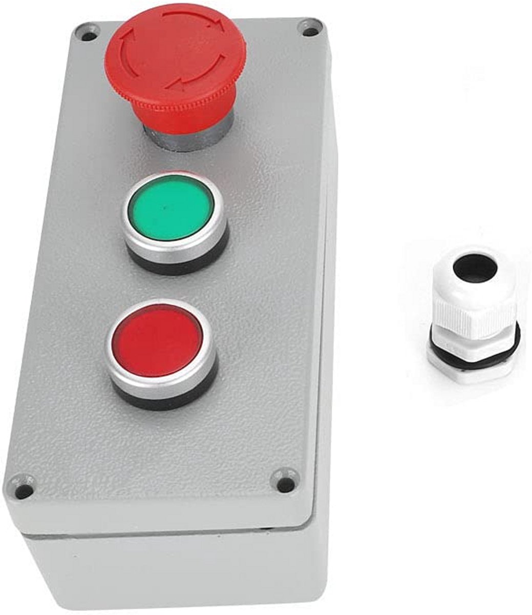 Noodstop Drukknop IP66 Waterdicht Aluminium Schakelaar 1NC 1NO Vergrendelende Drukknop Station 175x80x55