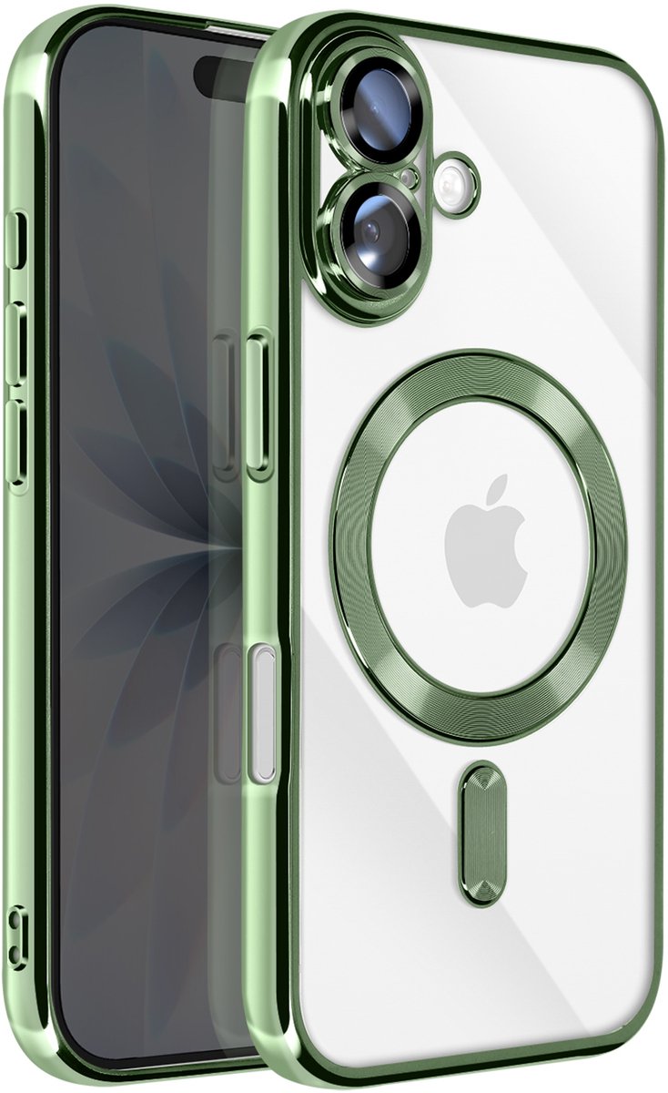 Avizar MagSafe Compatibele Hoes Geschikt voor Apple iPhone 17 met Chromen Rand, Groen