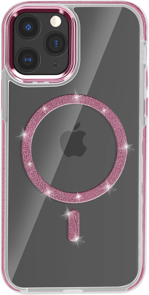 Avizar MagSafe hoesje Geschikt voor Apple iPhone 11 Pro Max Siliconen glitter, Roze