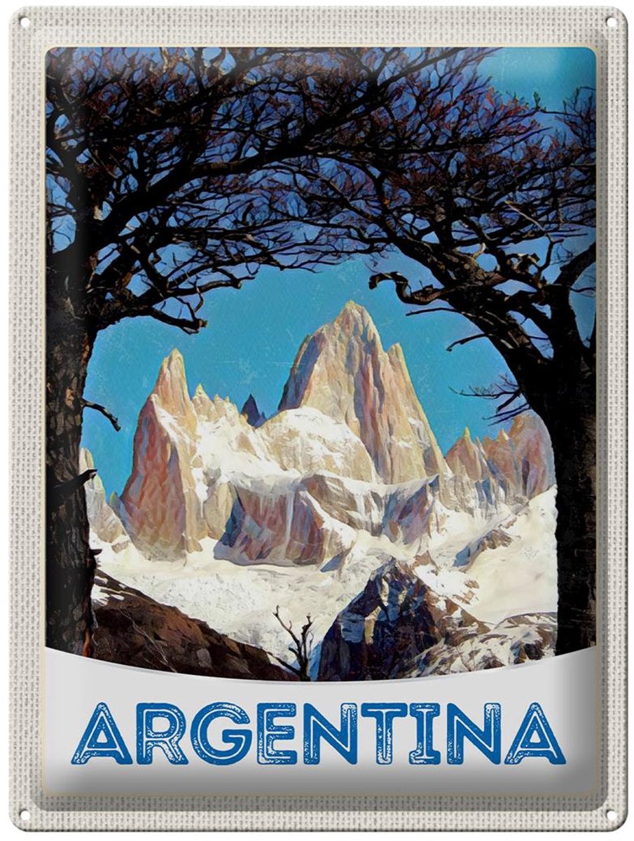 Blechschild Reise 30x40cm Argentinien Gebirge Wanderung