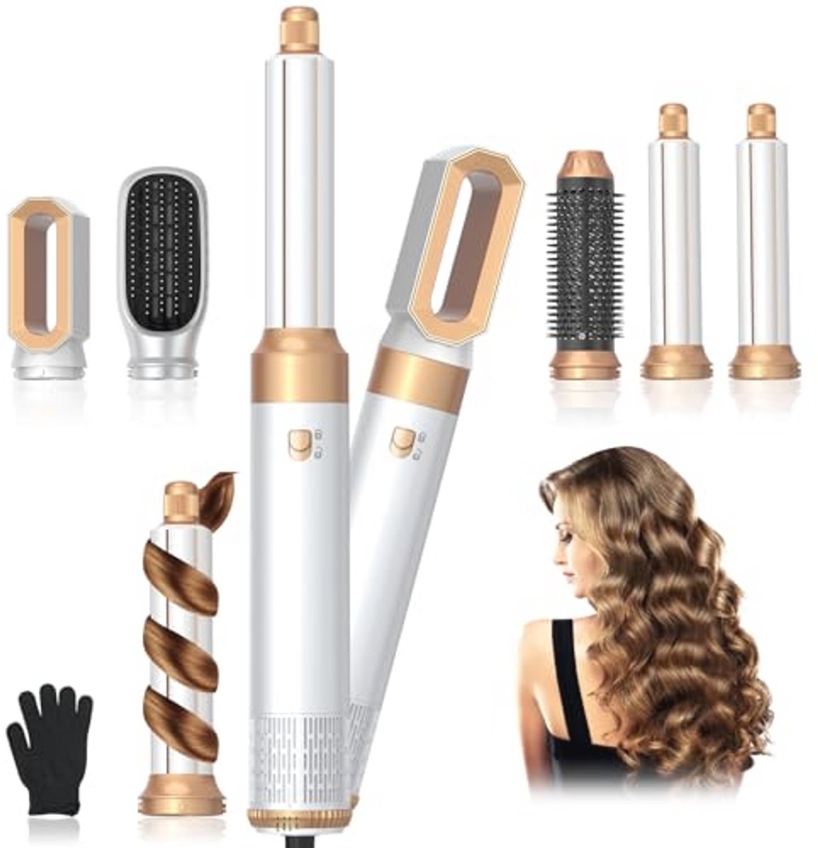 Multifunctionele Warmeluchtborstelset 5-in-1 voor Haarstyling, Volumizing en Gladmaken