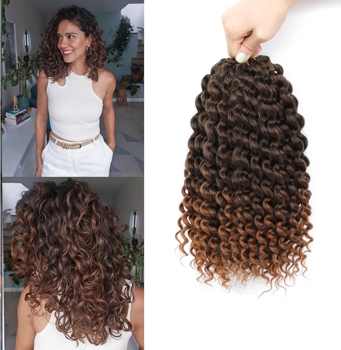 Ocean Deep Wave Crochet Hair - 10 Inch Synthetic Curly Braids for Women