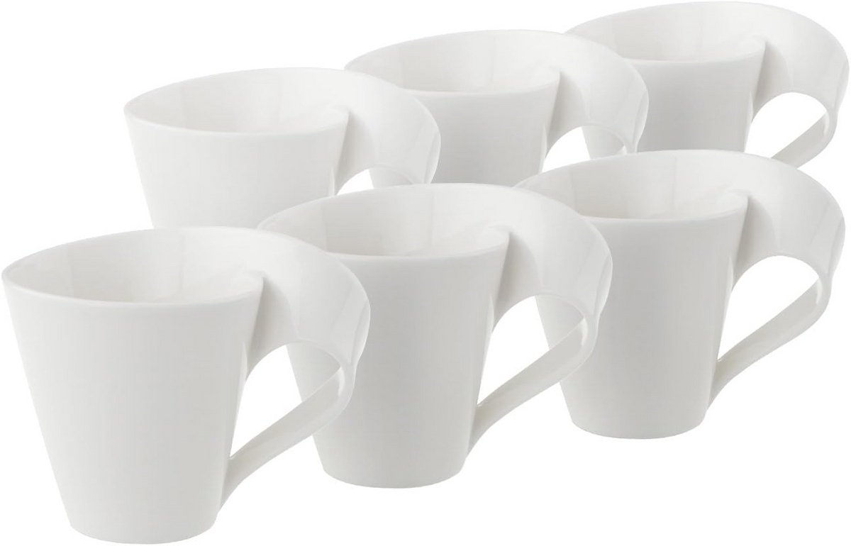 Koffiemok met Curved Vorm, 0.2L Porselein, Set van 6 - Trendy Servies