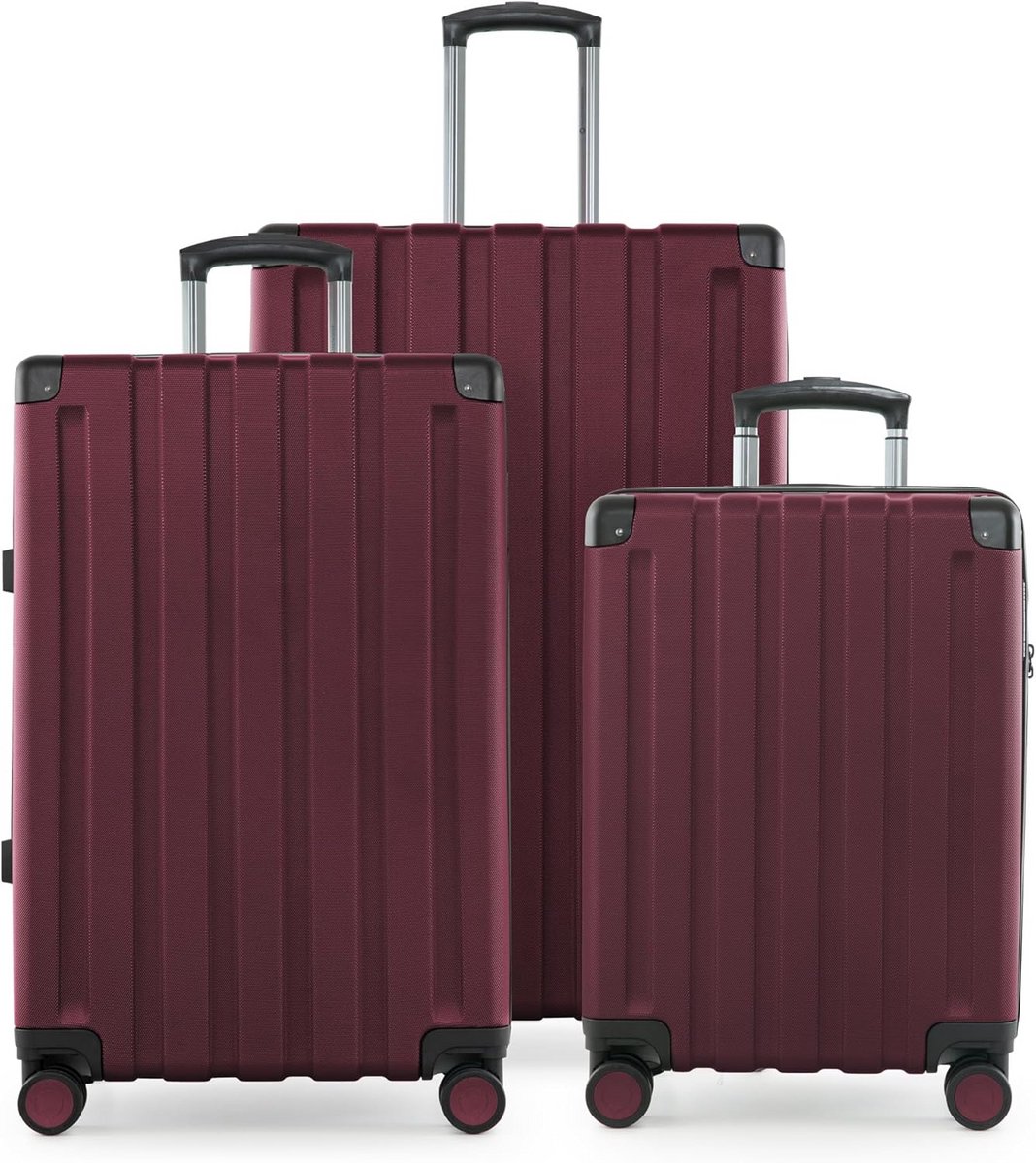 Set van 3 Hard Shell Koffers - Handbagage 54 cm, Middelgrote 68 cm en Grote 78 cm met TSA-slot