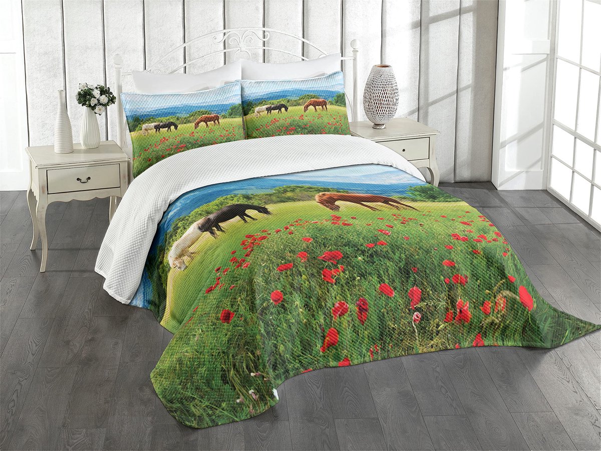 ABAKUHAUS Dierenliefhebbers Dagdeken Set – 170x220 cm – Korallen Oranje/Wit, 1 kussensloop 75x50 cm