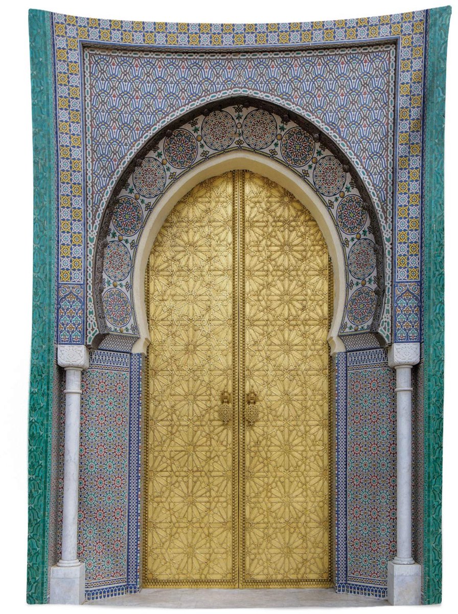 ABAKUHAUS tc_12314_140x240_de – Tafelkleed satijnmix – Geel/Teal blauw