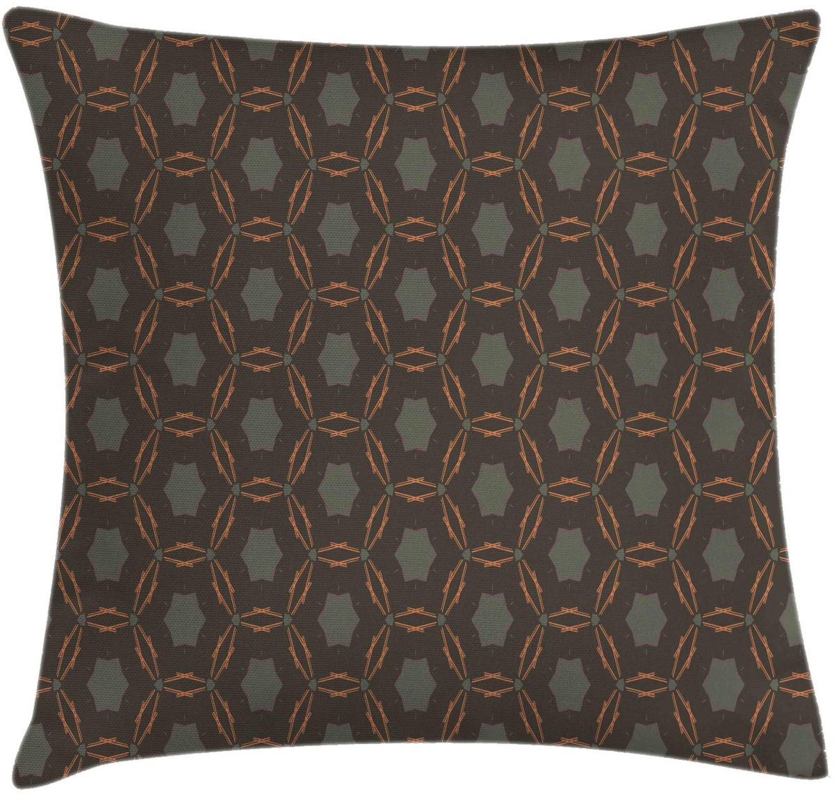 ABAKUHAUS Polygon-kussenhoes – 50×50 cm – dubbelzijdig bedrukt, rits, handgemaakt – donker sepia Dunkle Sepia Burnt Sienna