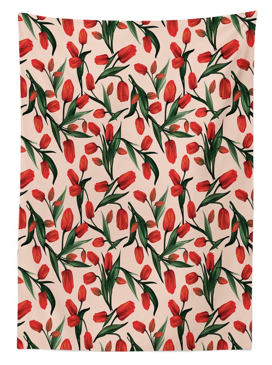 ABAKUHAUS Tafelkleed Tulpen – 140x170 cm – Sateen, Machinewasbaar
