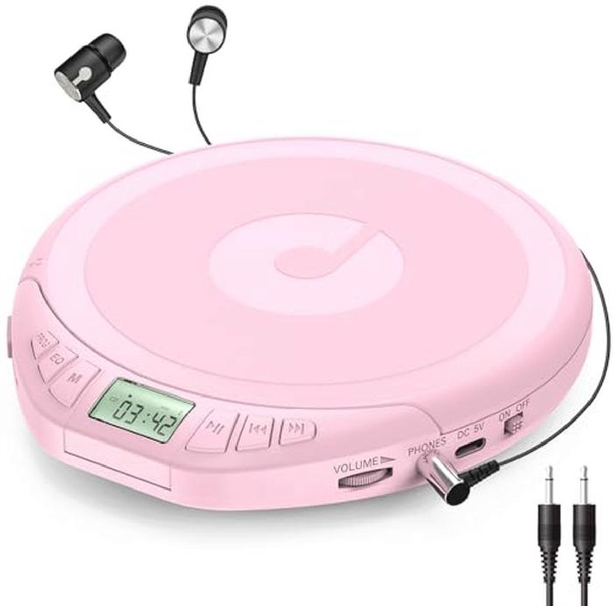 Draagbare CD-speler met Hoofdtelefoon en LCD-display - Hifi Muziekspeler voor Auto en Thuis