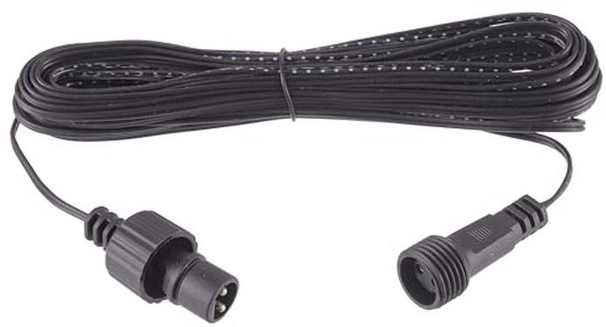 10 m kerstlichtverlengkabel - IP44 waterdicht, zwart, 2-pins man-naar-vrouw-connector