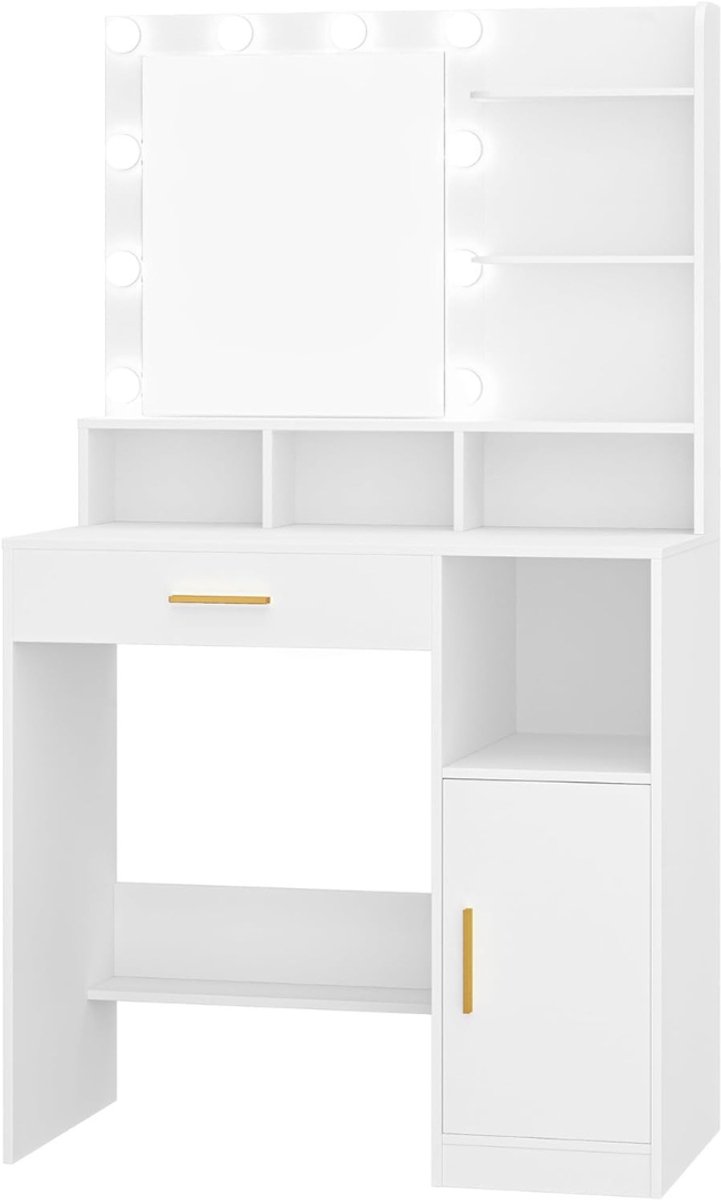 ZRSS® Kaptafel met Spiegel en Verlichting - Make up Tafel - Cosmeticatafel - 10 Lampen - 40 x 80 x 140 cm