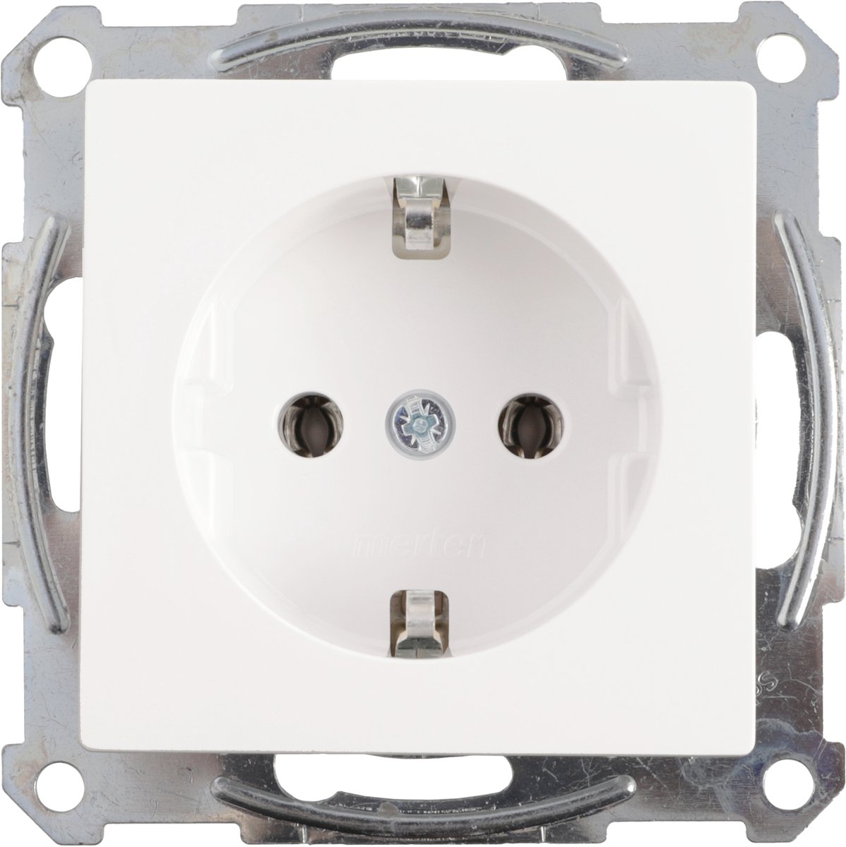 Merten System M contactdoos - inbouw - 1-voudig - randaarde - actief wit