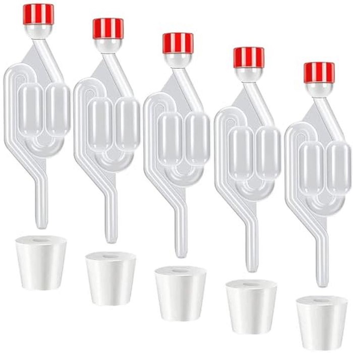 Gisting Bubbler voor Bier en Wijn - Kunststof met Rubberen Doppen