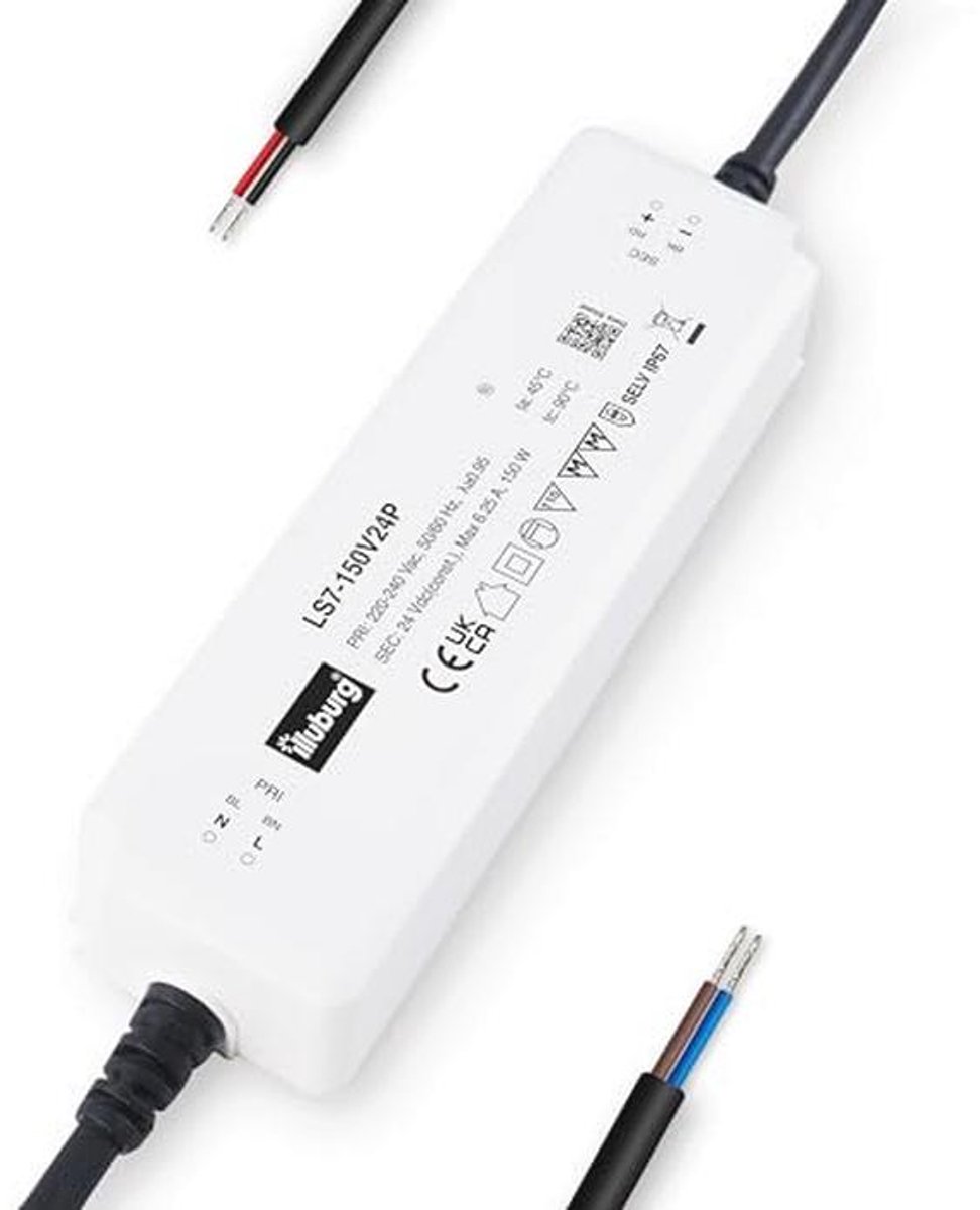 Waterdichte LED Transformator 24V 150W - Flikkervrij voor LED-strips