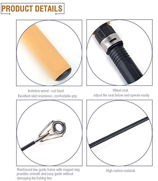 Draagbare telescopische hengel, carbon reishengel geschikt for reizen in zout en zoet water (Color : Spinning Rod, Size : 2.7 m