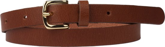 Bruine leren riem met gouden gesp.