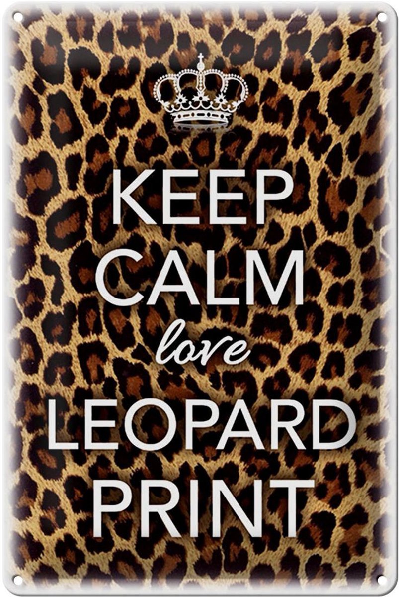 Blechschild Spruch 20x30cm Keep Calm love leopard print