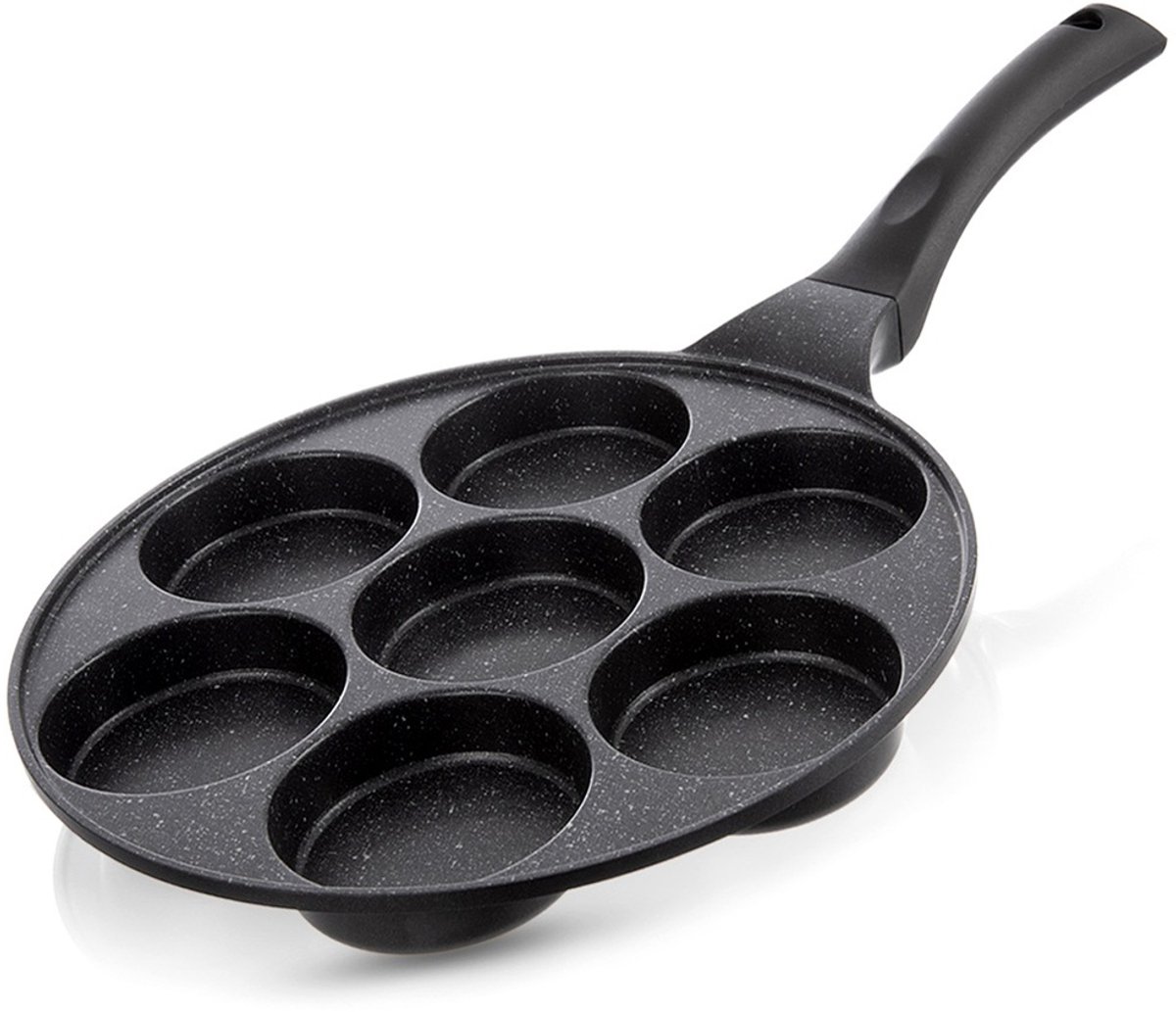 Eierpan Graniet 7 Gaten GRANDE 27 cm - Omeletpan - Egg Koekenpan - Pannenkoekenpan - Pancake