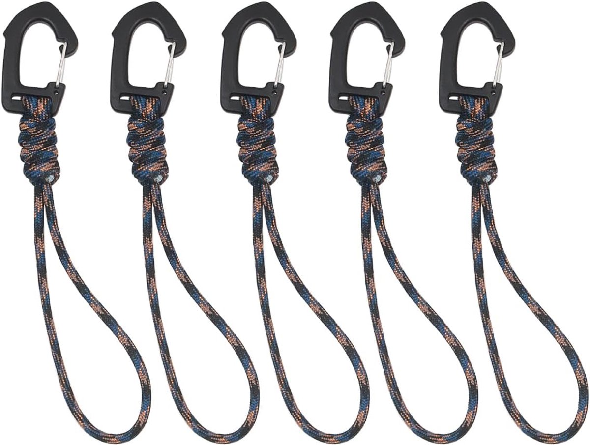 5pcs Gevlochten Touwsleutelring - Sleutelhanger met Karabijnhaak - Sleutellanyard voor Buitenactiviteiten zoals Kamperen - Wandelen - Hiking