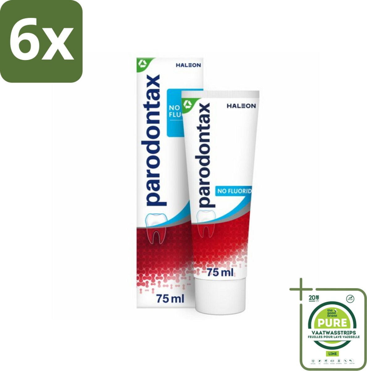 Parodontax – Tandpasta – Zonder Fluoride – 75 ml - Voordeelverpakking - 6 stuks - Tandpasta zonder fluoride - Gezond tandvlees
