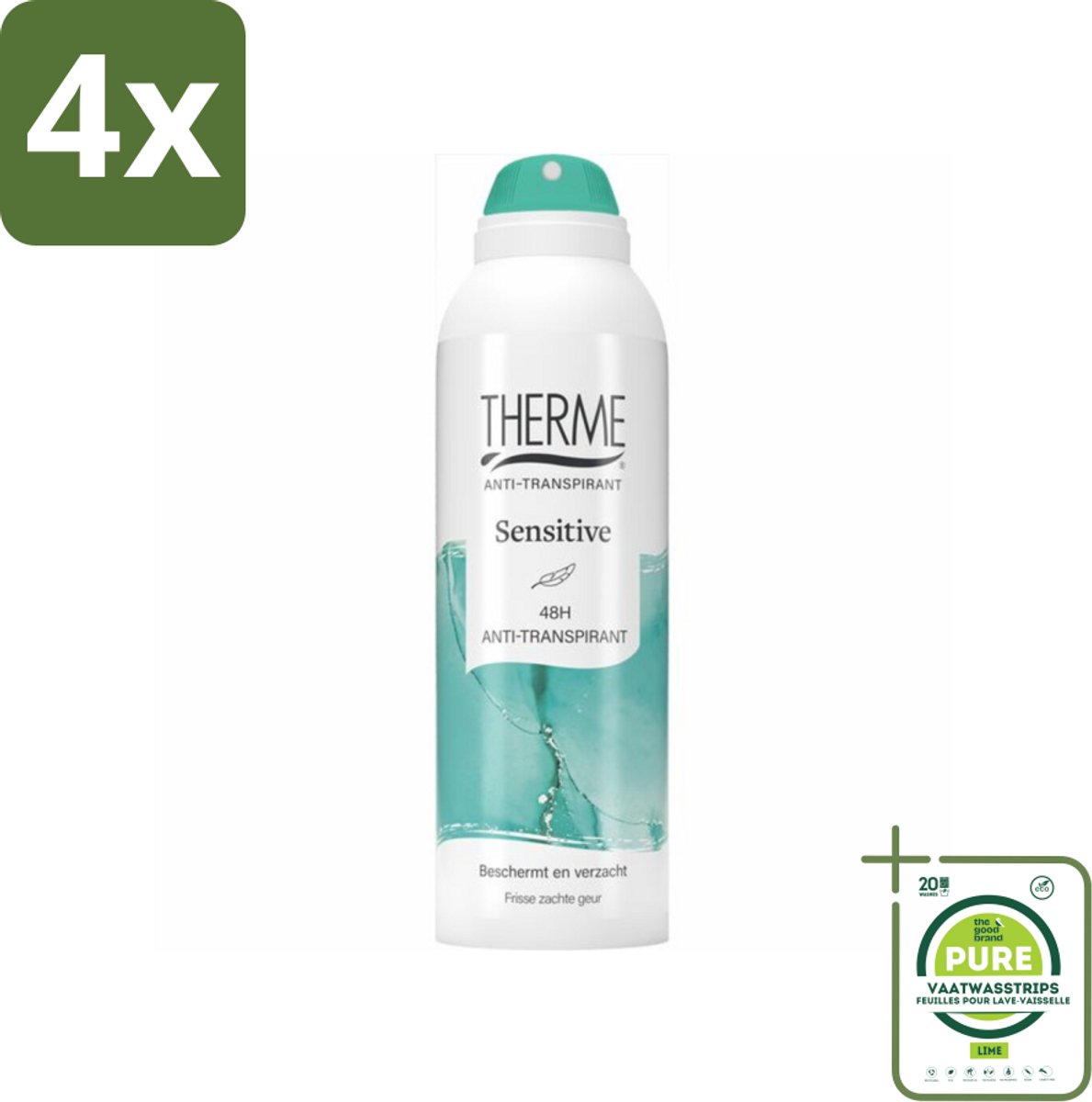 Therme - Sensitive Spray - Anti-transpirant - Beschermend - 125ml - Voordeelverpakking - 4 stuks - Anti-transpirant - Deodorant
